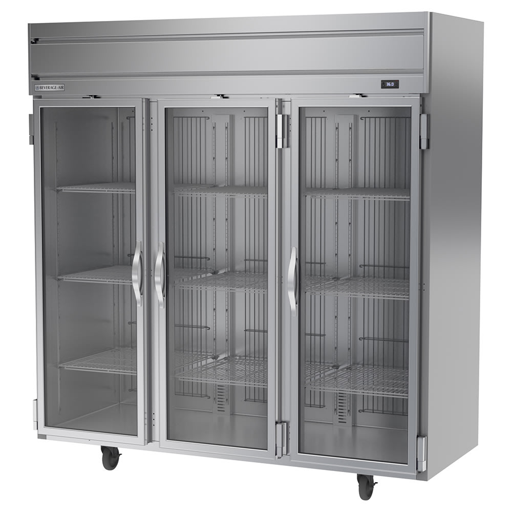 118-HRPS3HC1G 78" Three Section Reach In Refrigerator, (3) Left/Right Hinge Glass Doors, 115...
