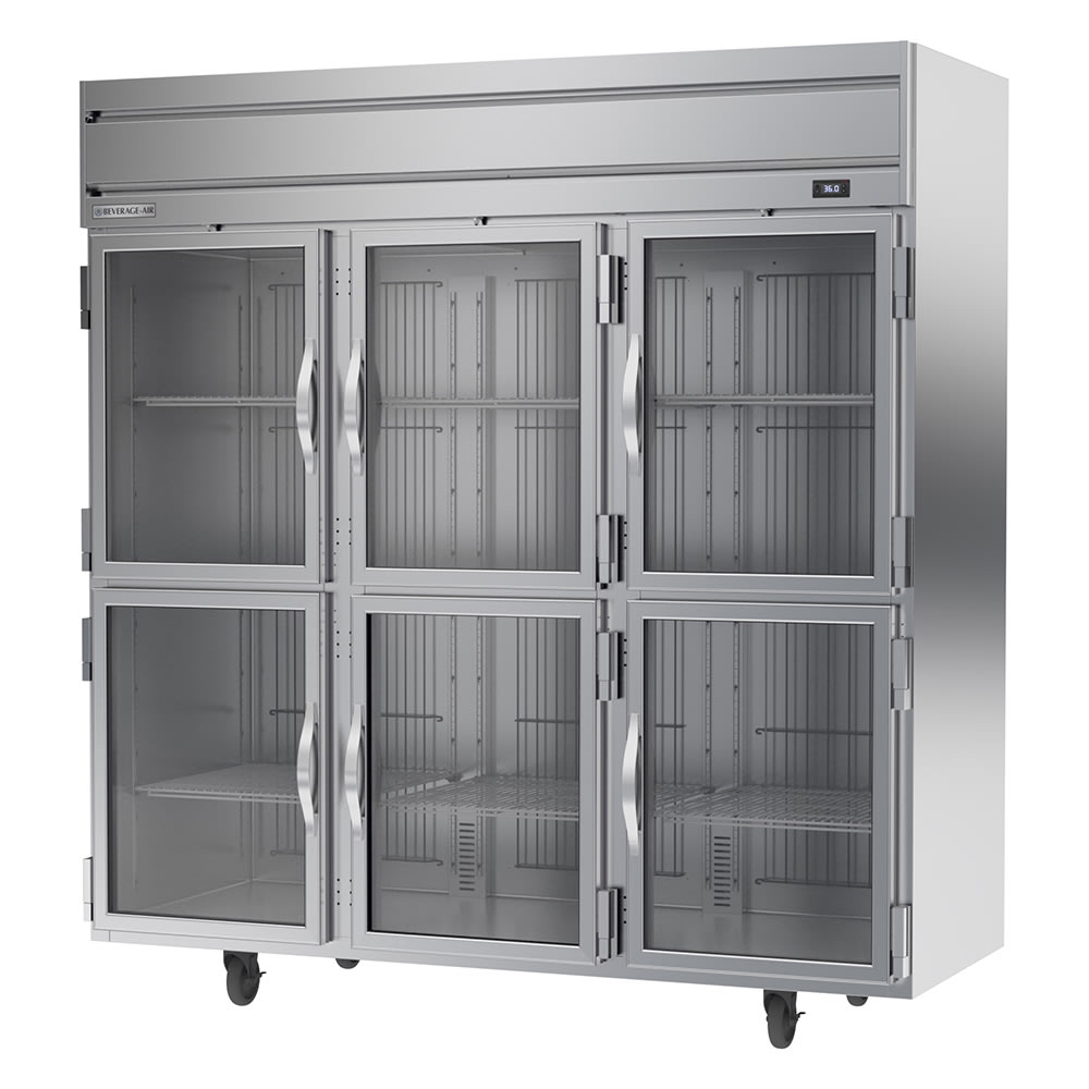 118-HRPS3HC1HG 78" Three Section Reach In Refrigerator, (6) Left/Right Hinge Glass Doors, 11...