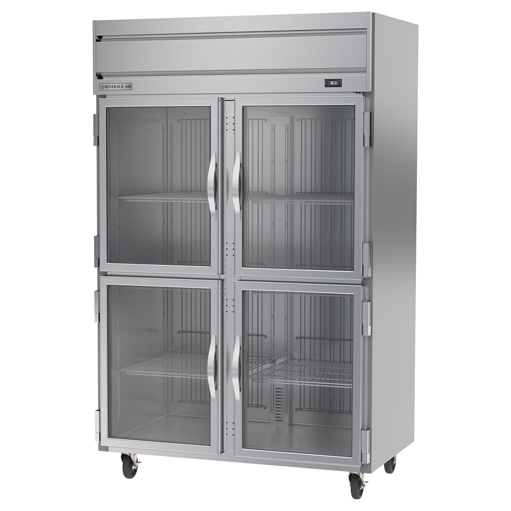 118-HRS2HC1HG 52" Two Section Reach In Refrigerator, 4 Left/Right Hinge Glass Doors, 115v