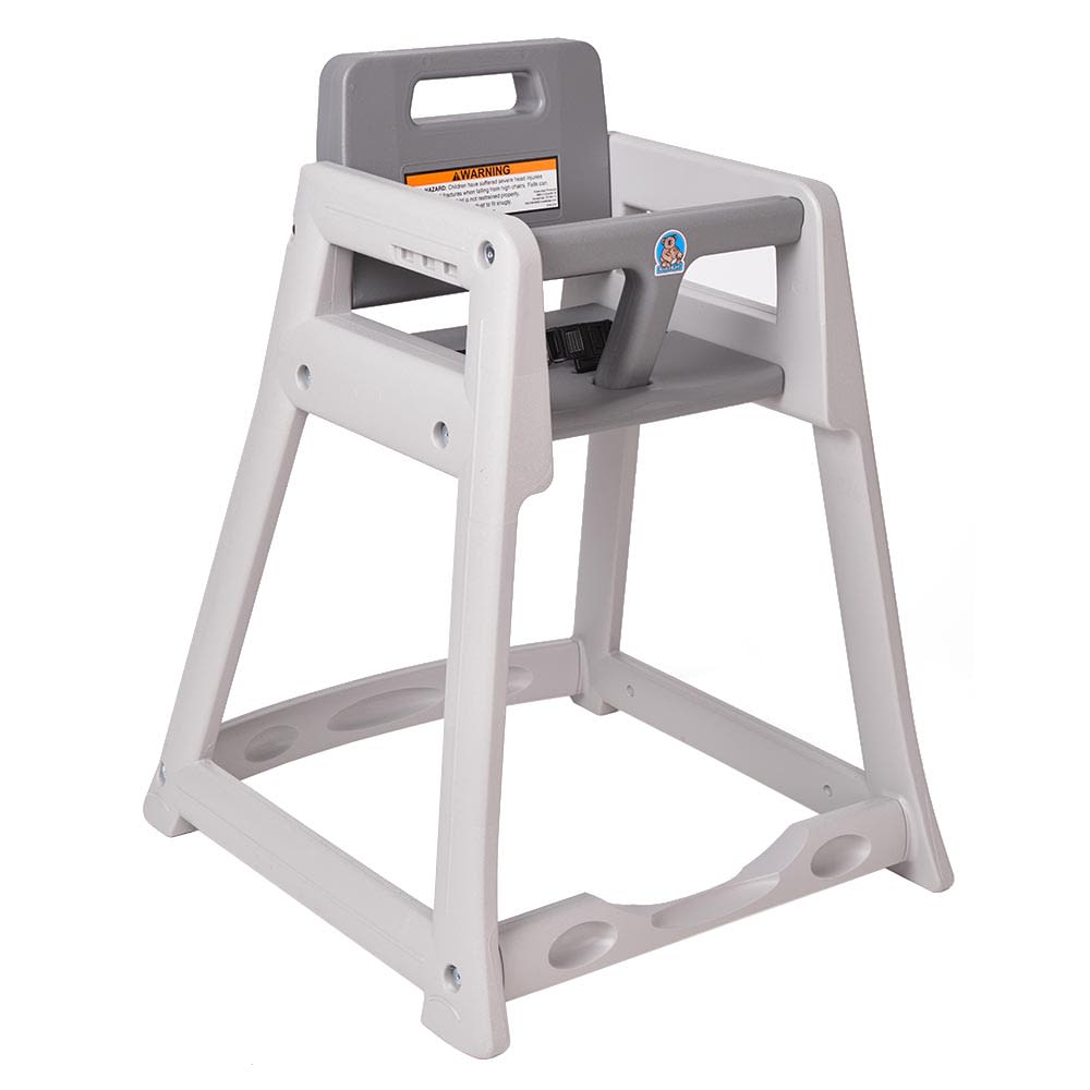 107-KB85001 29 3/8" Stackable Plastic High Chair w/ Waist Strap, Gray