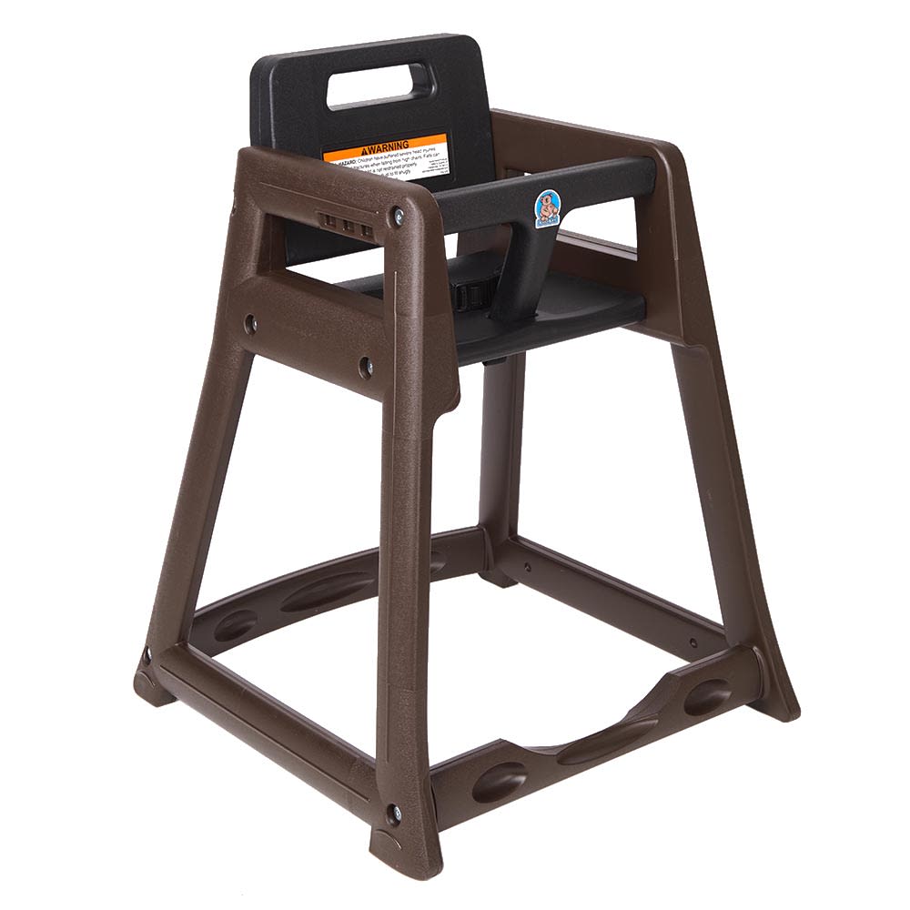 107-KB85009 30 1/4" Stackable Plastic High Chair w/ Waist Strap, Brown