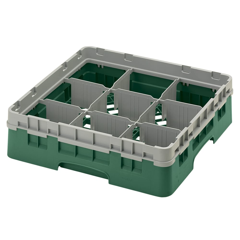 144-9S318119 Camrack® Glass Rack w/ 9 Compartments - 1 Gray Extender, Sherwood Green