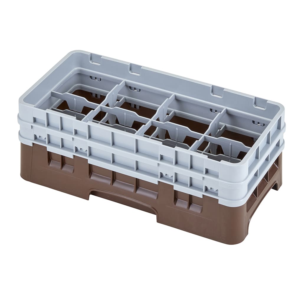 144-8HS434167 Camrack Glass Rack - Half Size, (2)Extenders, 8 Compartments, Brown
