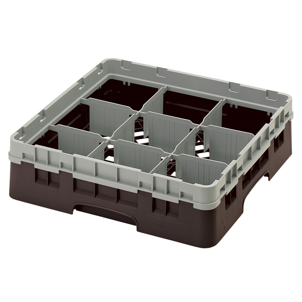 144-9S318167 Camrack® Glass Rack w/ 9 Compartments - 1 Gray Extender, Brown