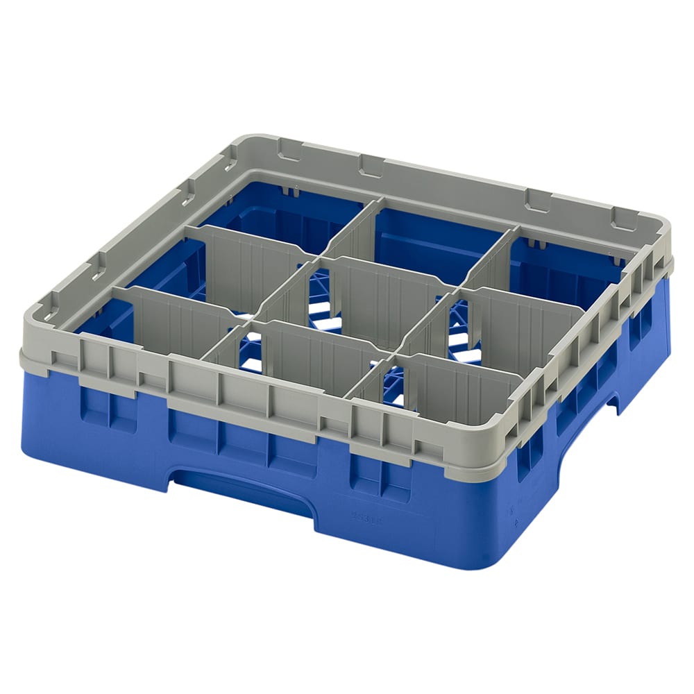 144-9S318168 Camrack® Glass Rack w/ 9 Compartments - 1 Gray Extender, Blue