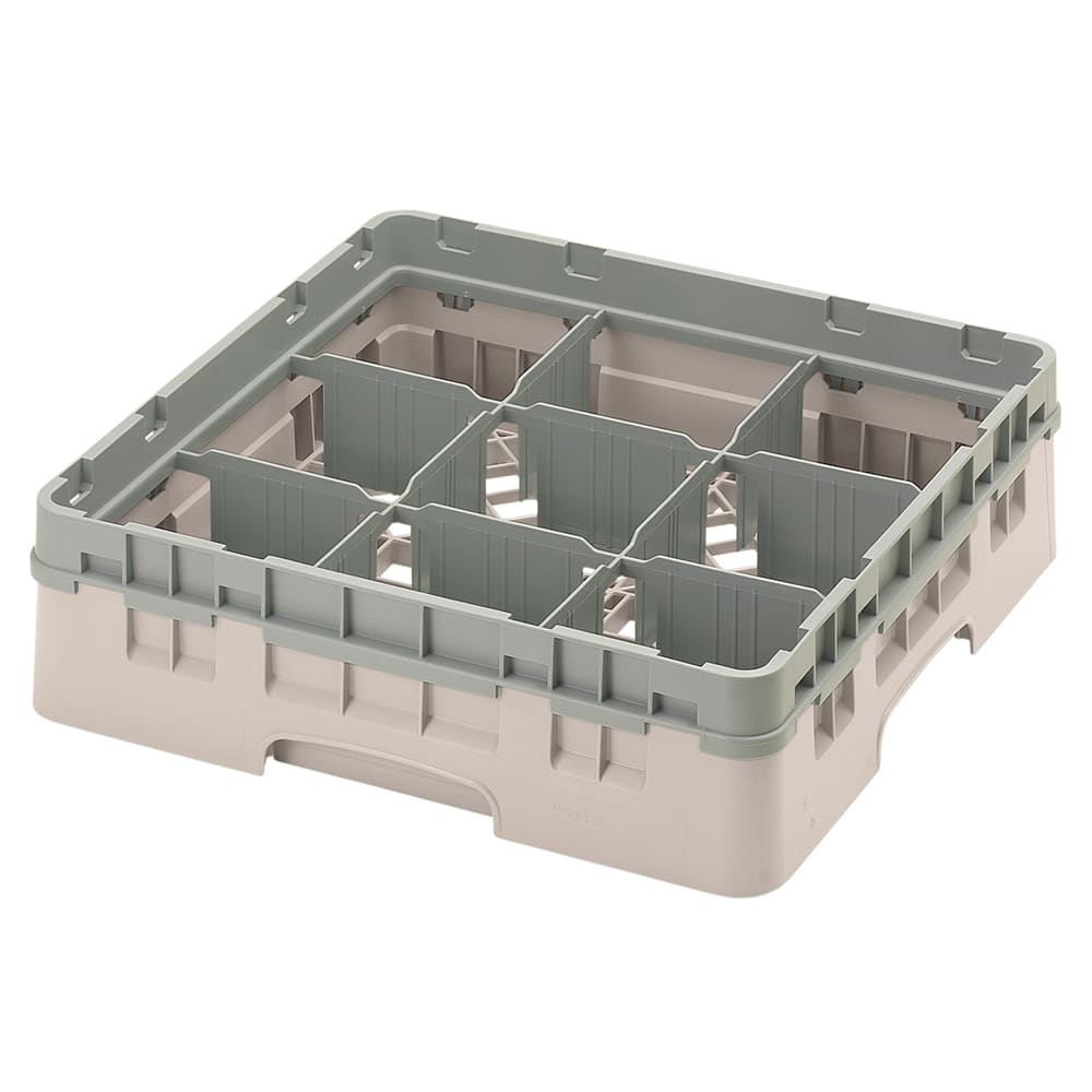 144-9S318184 Camrack® Glass Rack w/ 9 Compartments - 1 Gray Extender, Beige