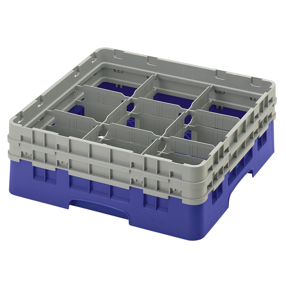 144-9S434186 Camrack® Glass Rack w/ 9 Compartments - 2 Gray Extenders, Navy Blue