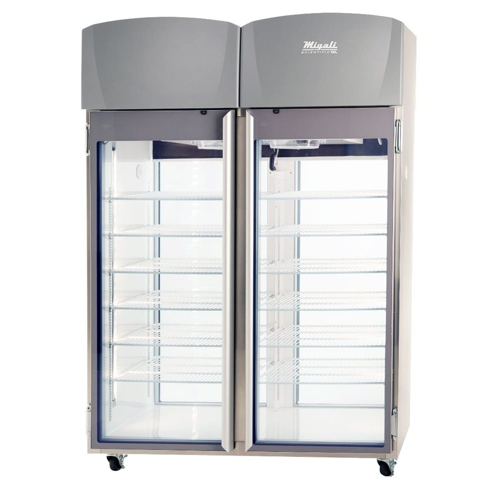 Migali EVOX-2PT 55" Two Section Pass-Thru Vaccine Refrigerator w/ Glass Doors - Stainless, 115v