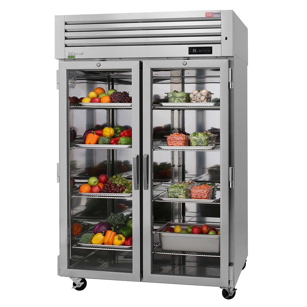 083-PRO50RGSPTN 51 3/4" Two Section Pass Thru Refrigerator, 2 Glass Doors & 2 Solid Door...