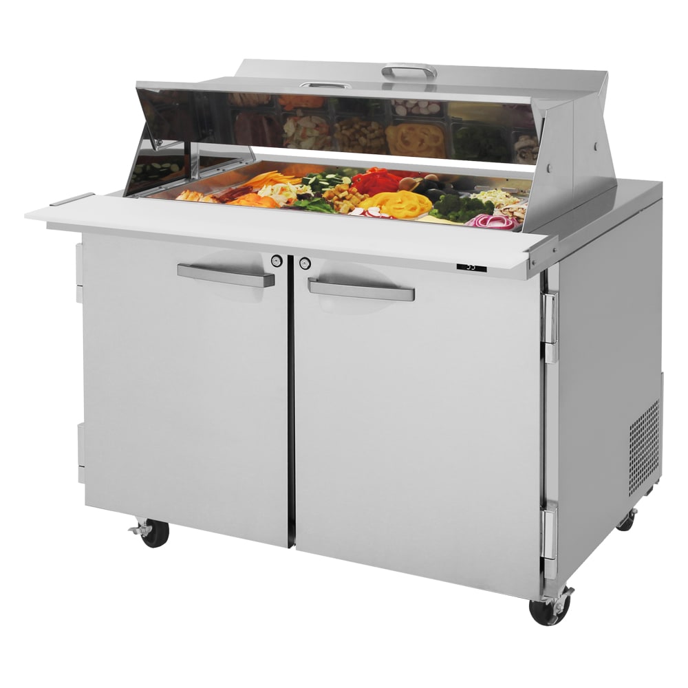083-PST4818NDS 48 1/4" PRO Series Mega Top Dual Sided Sandwich/Salad Prep Table w/ Refrigera...