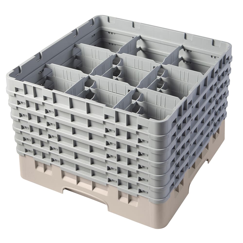 144-9S1114184 Camrack® Glass Rack w/ 9 Compartments - 6 Extenders, Beige