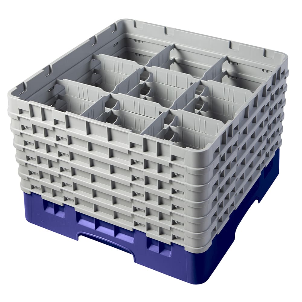 144-9S1114186 Camrack® Glass Rack w/ 9 Compartments - 6 Extenders, Navy Blue