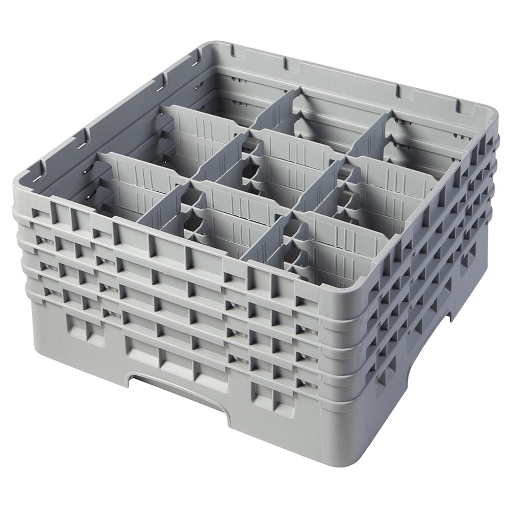 144-9S800151 Camrack® Glass Rack w/ (9) Compartments - (4) Gray Extenders, Soft Gray