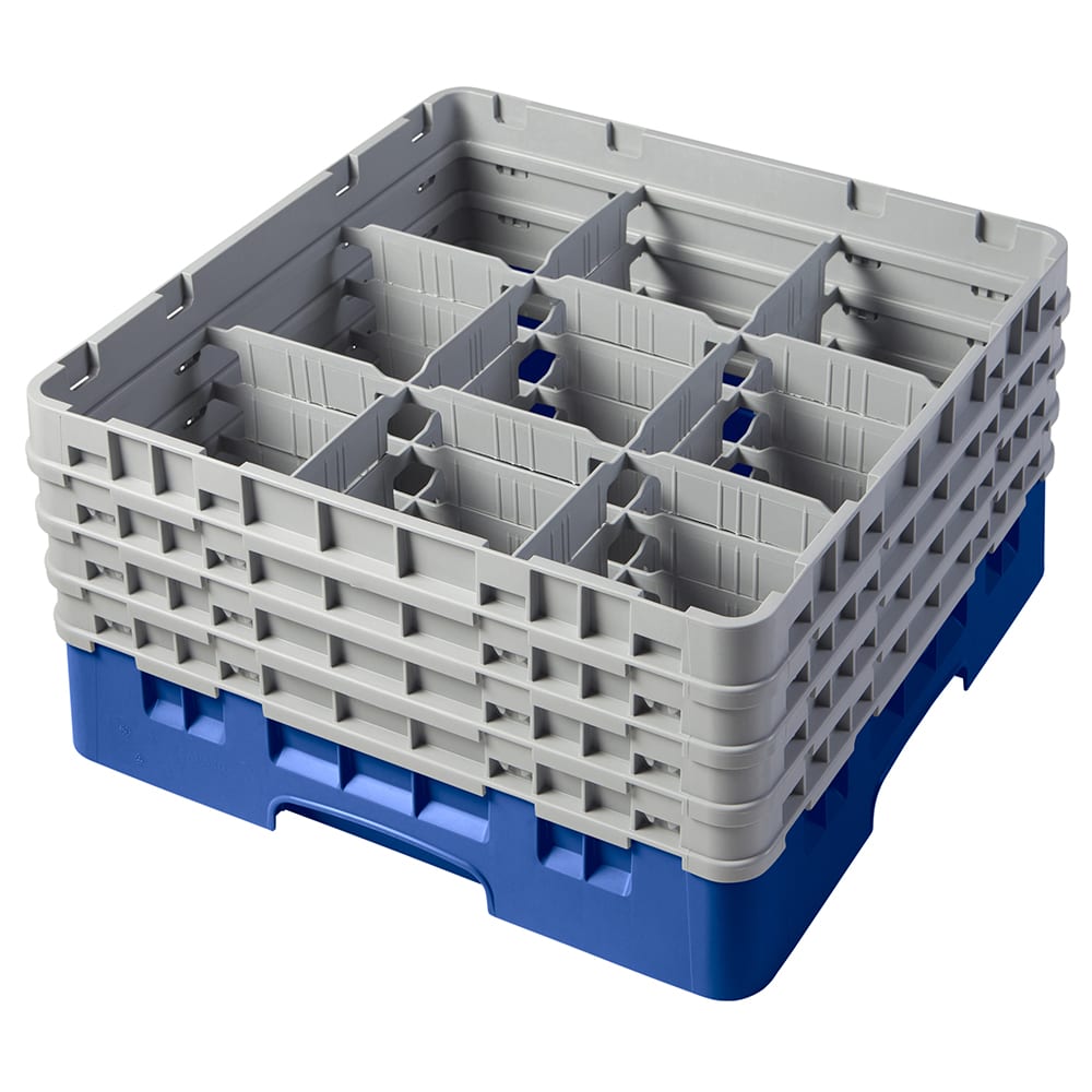 144-9S800168 Camrack® Glass Rack w/ 9 Compartments - 4 Gray Extenders, Blue
