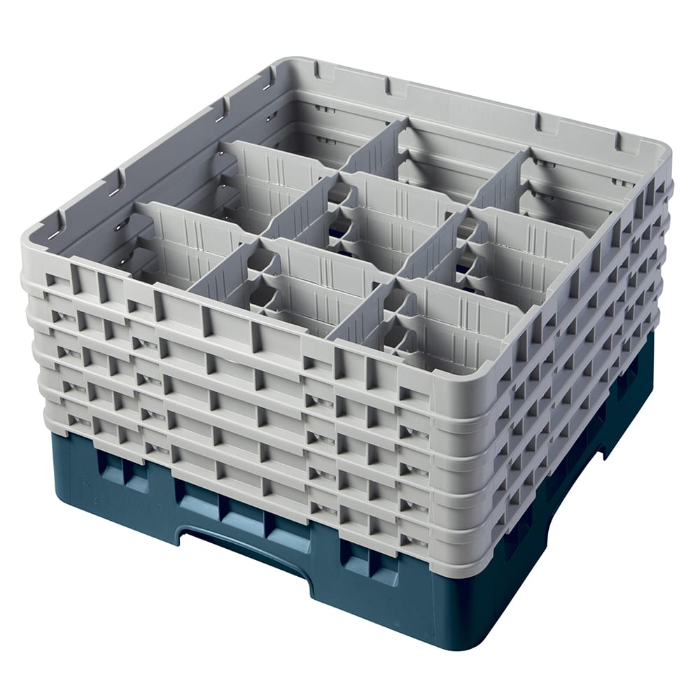 144-9S958414 Camrack® Glass Rack w/ 9 Compartments - 5 Gray Extenders, Teal