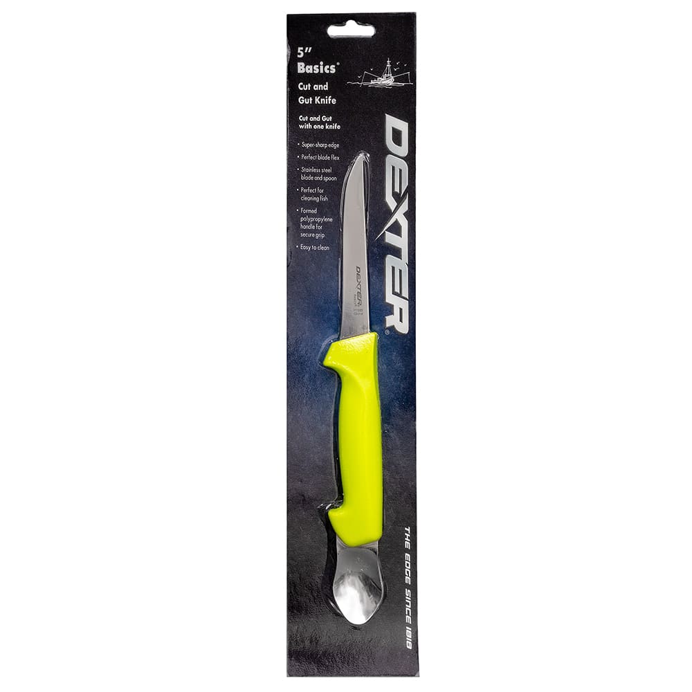 Dexter Russell P11893C 5" Cut & Gut Knife w/ Polypropylene Yellow Handle, Carbon Steel