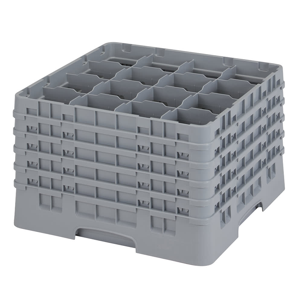144-16S1058151 Camrack® Glass Rack w/ (16) Compartments - (5) Gray Extenders, Soft Gray