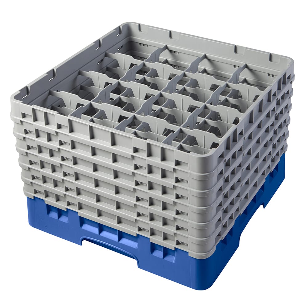144-16S1114168 Camrack® Glass Rack w/ 16 Compartments - 6 Gray Extenders, Blue