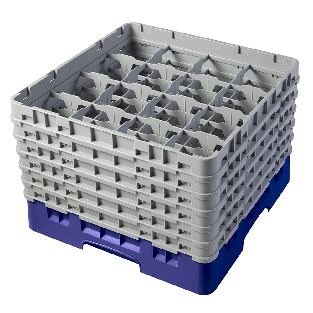 144-16S1114186 Camrack® Glass Rack w/ 16 Compartments - 6 Gray Extenders, Navy Blue