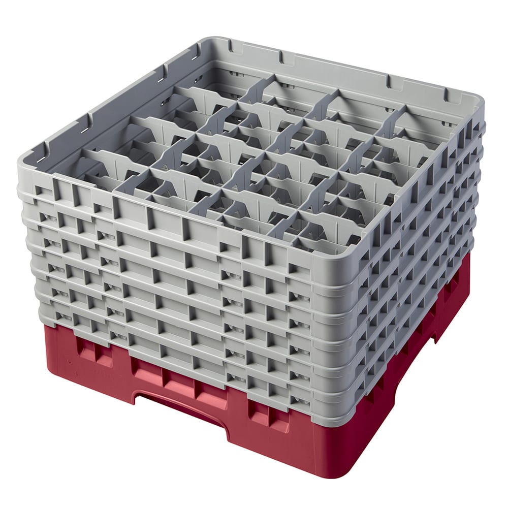 144-16S1114416 Camrack® Glass Rack w/ 16 Compartments - 6 Gray Extenders, Cranberry