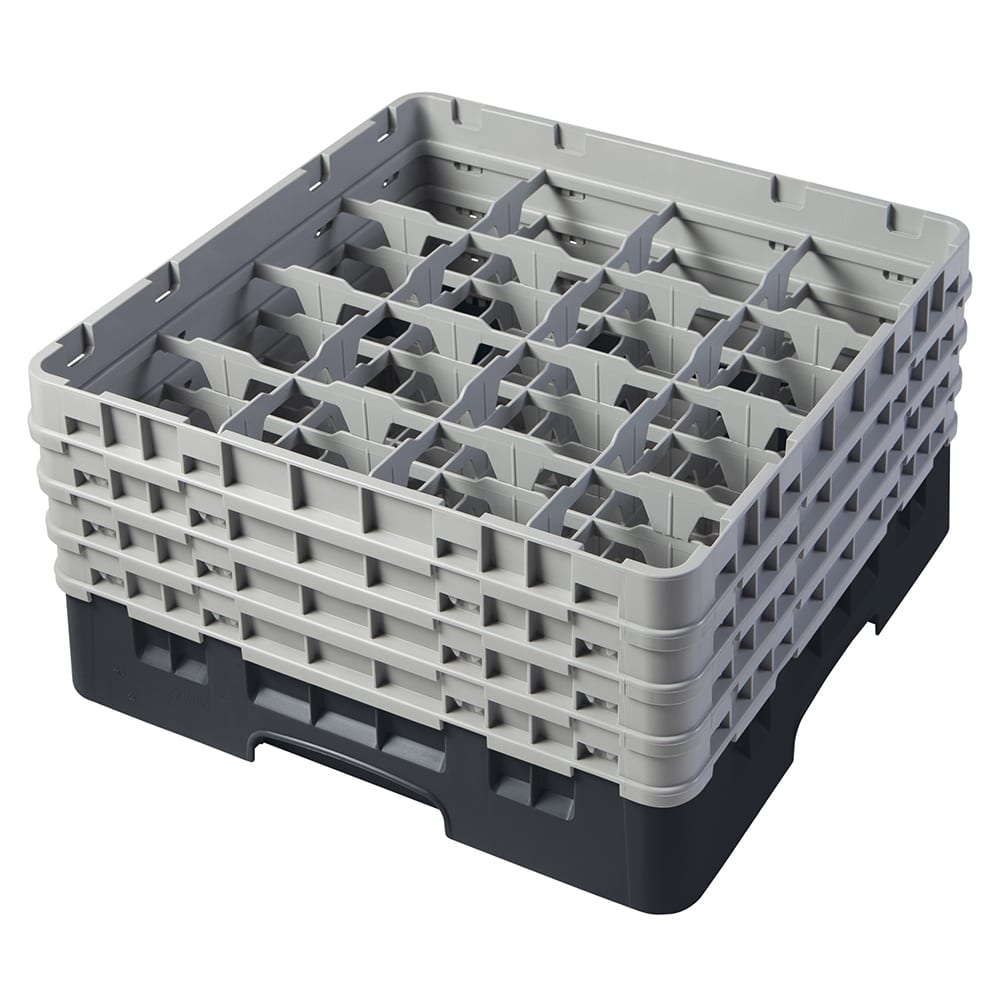 144-16S800110 Camrack® Glass Rack w/ (16) Compartments - (4) Gray Extenders, Black
