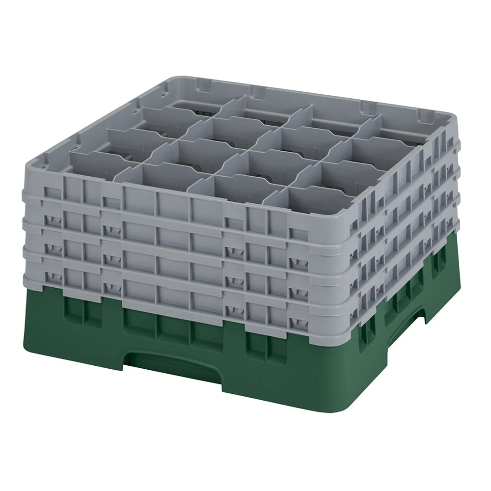 144-16S900119 Camrack® Glass Rack w/ (16) Compartments - (4) Gray Extenders, Sherwood Green