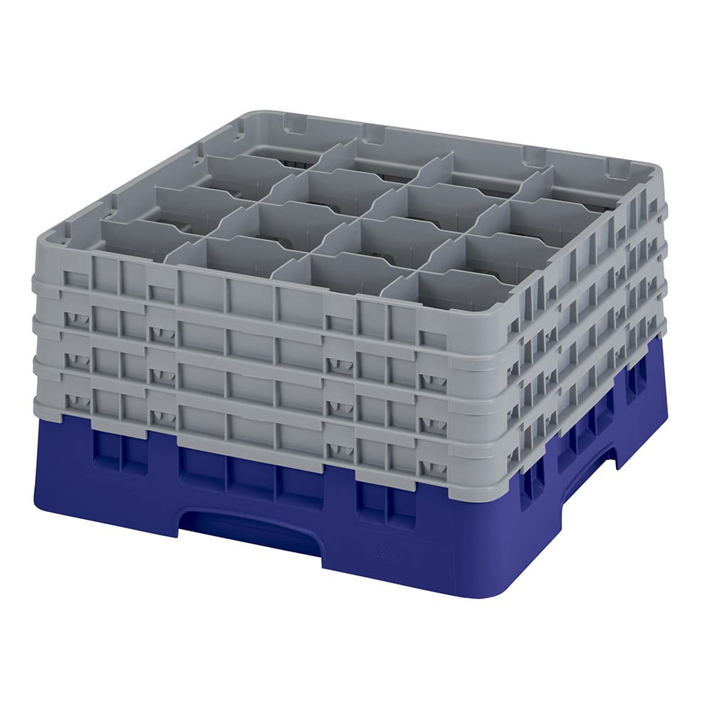 144-16S900186 Camrack® Glass Rack w/ 16 Compartments - 4 Gray Extenders, Navy Blue