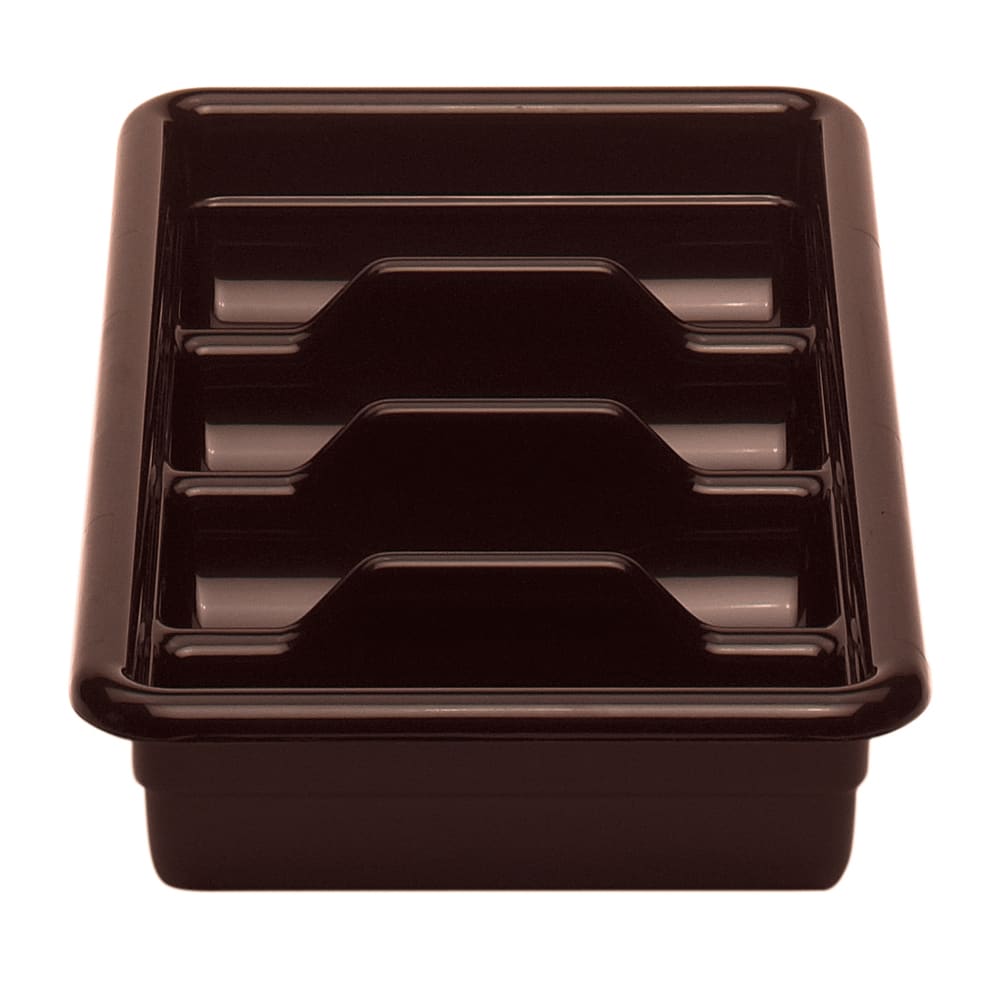 144-1120CBR131 4 Compartment Cutlery Bin - Plastic, Dark Brown