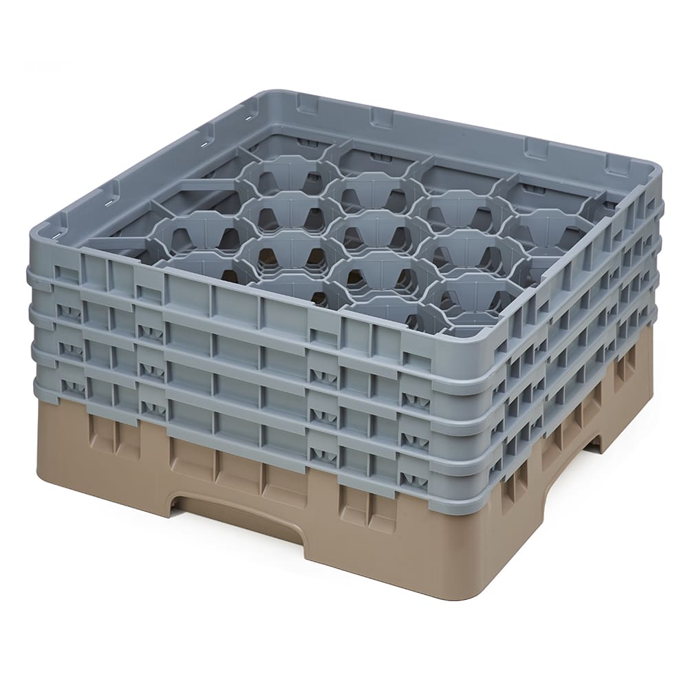 144-20S800184 Camrack® Glass Rack w/ (20) Compartments - (4) Gray Extenders, Beige