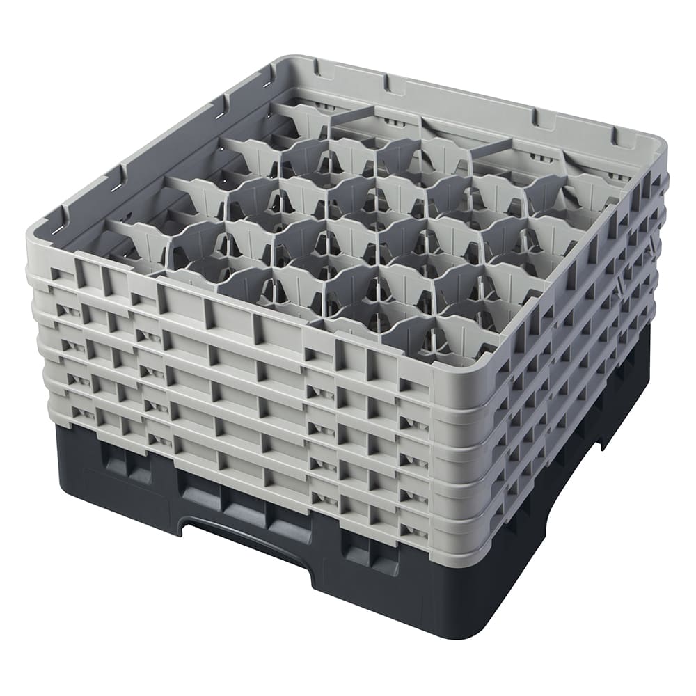 144-20S958110 Camrack® Glass Rack w/ (20) Compartments - (5) Gray Extenders, Black