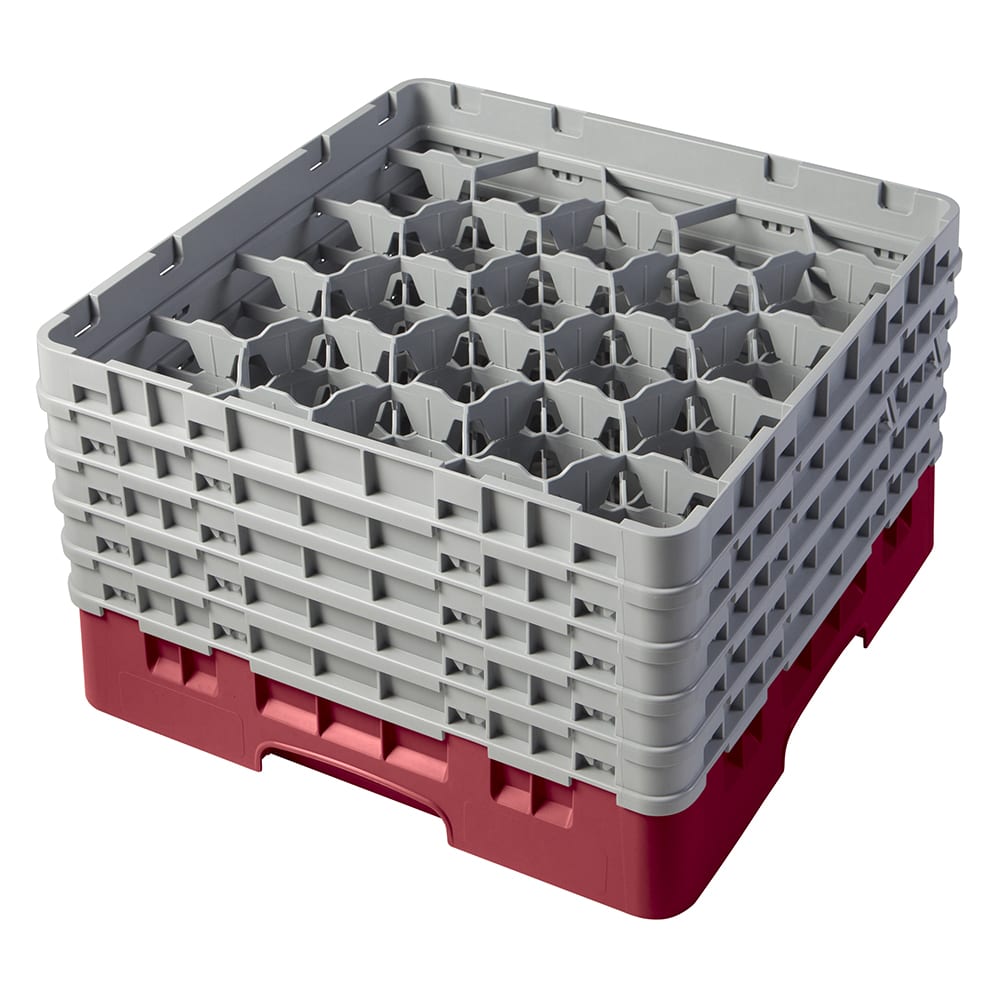 144-20S958416 Camrack® Glass Rack w/ (20) Compartments - (5) Gray Extenders, Cranberry