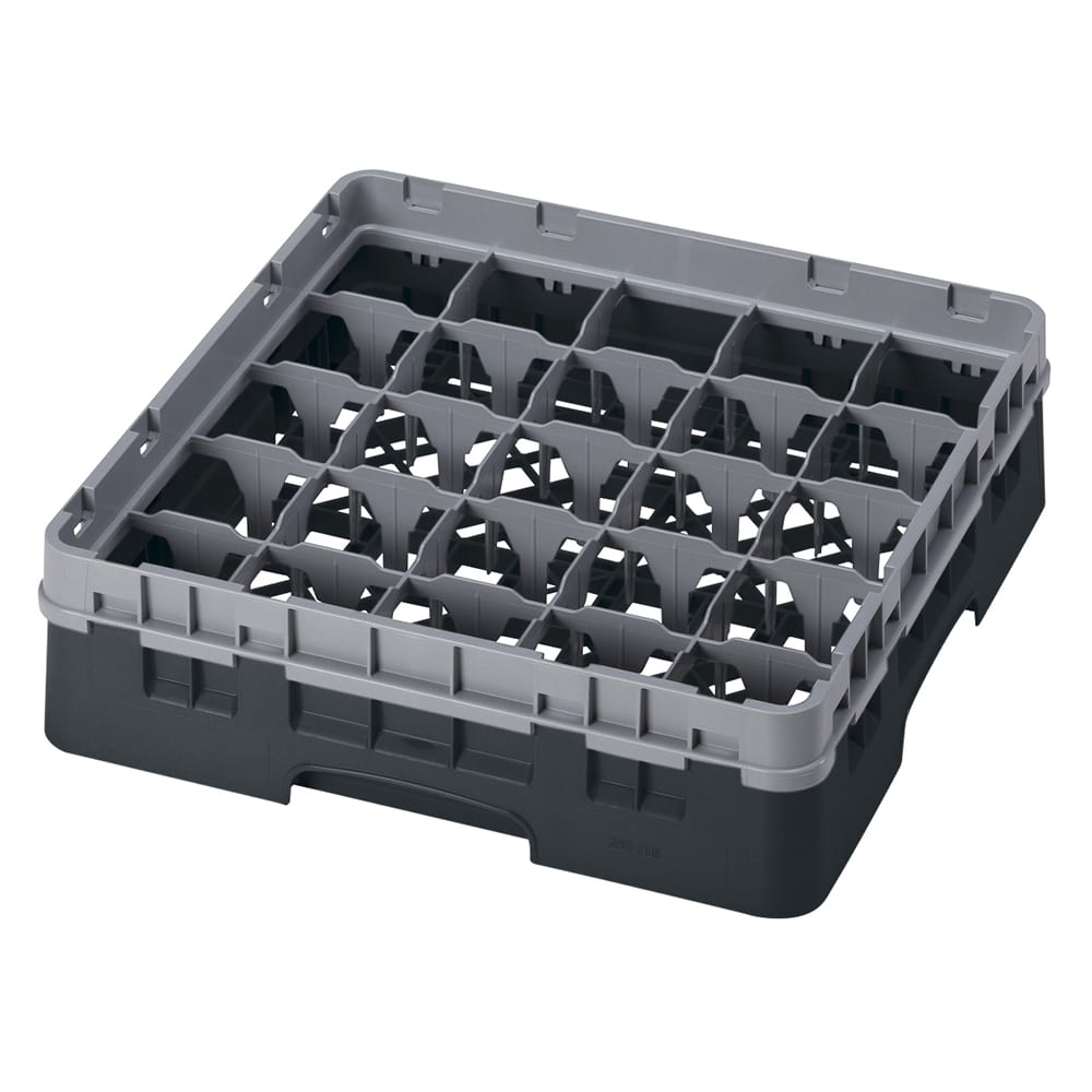 144-25S318110 Camrack® Glass Rack w/ 25 Compartments - 1 Gray Extender, Black