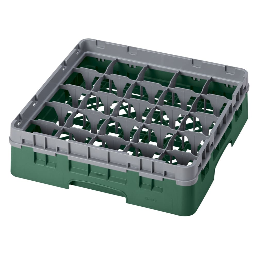 144-25S318119 Camrack® Glass Rack w/ 25 Compartments - 1 Gray Extender, Sherwood Green