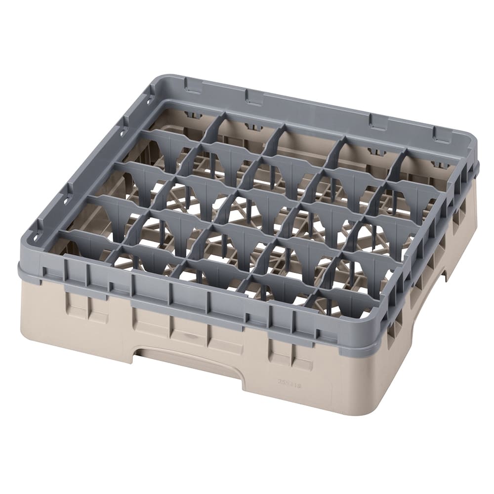 144-25S318184 Camrack® Glass Rack w/ 25 Compartments - 1 Gray Extender, Beige