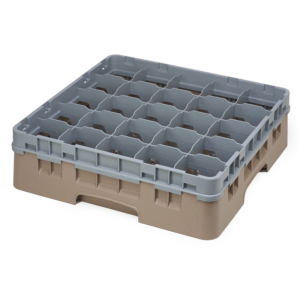 144-25S418184 Camrack® Glass Rack w/ (25) Compartments - (1) Gray Extender, Beige