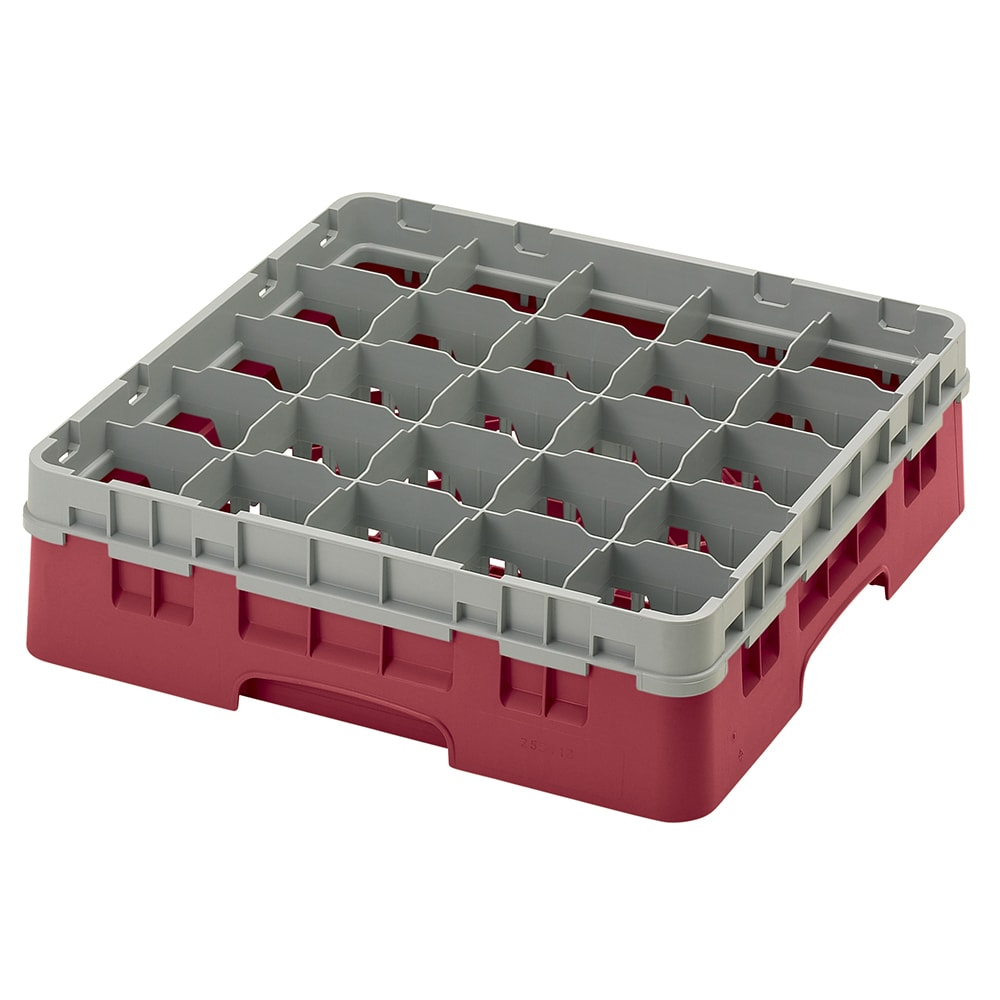 144-25S418416 Camrack® Glass Rack w/ (25) Compartments - (1) Gray Extender, Cranberry