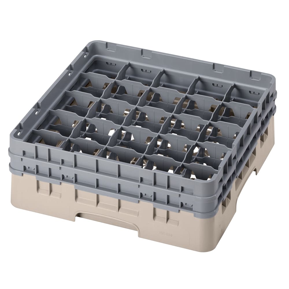 144-25S434184 Camrack® Glass Rack w/ (25) Compartments - (2) Gray Extenders, Beige