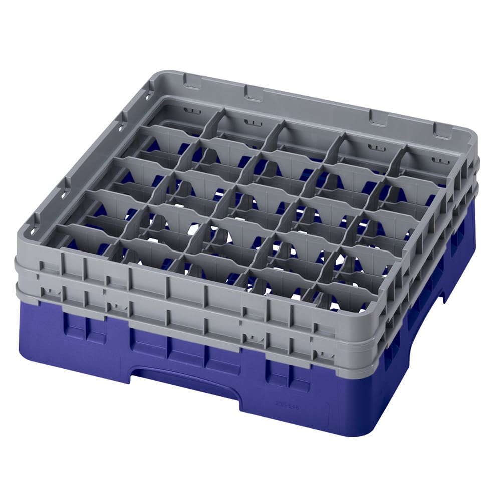 144-25S434186 Camrack® Glass Rack w/ (25) Compartments - (2) Gray Extenders, Navy Blue
