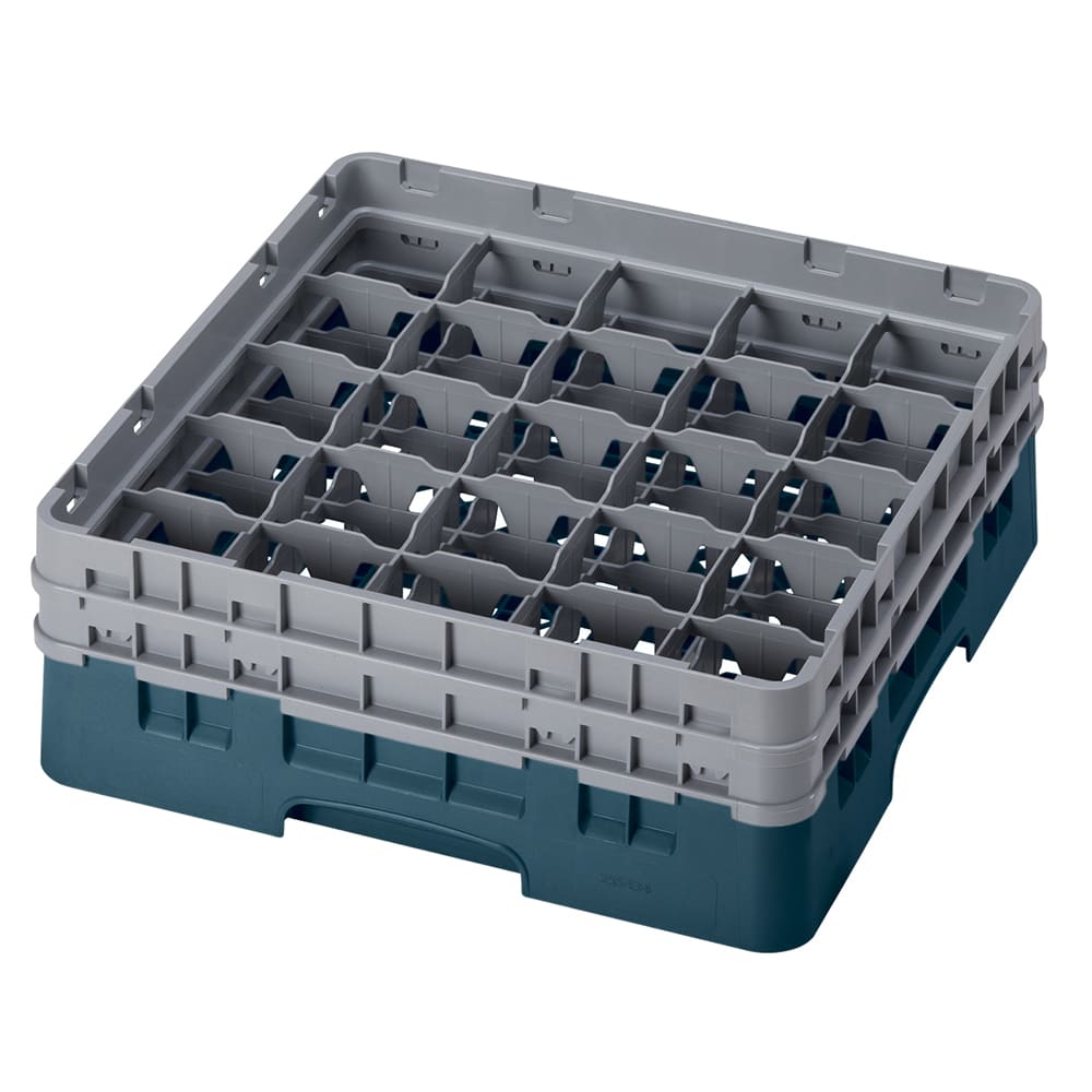 144-25S434414 Camrack® Glass Rack w/ (25) Compartments - (2) Gray Extenders, Teal