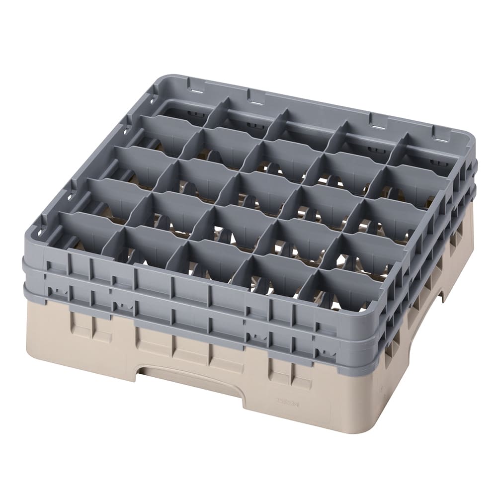 144-25S534184 Camrack® Glass Rack w/ (25) Compartments - (2) Gray Extenders, Beige