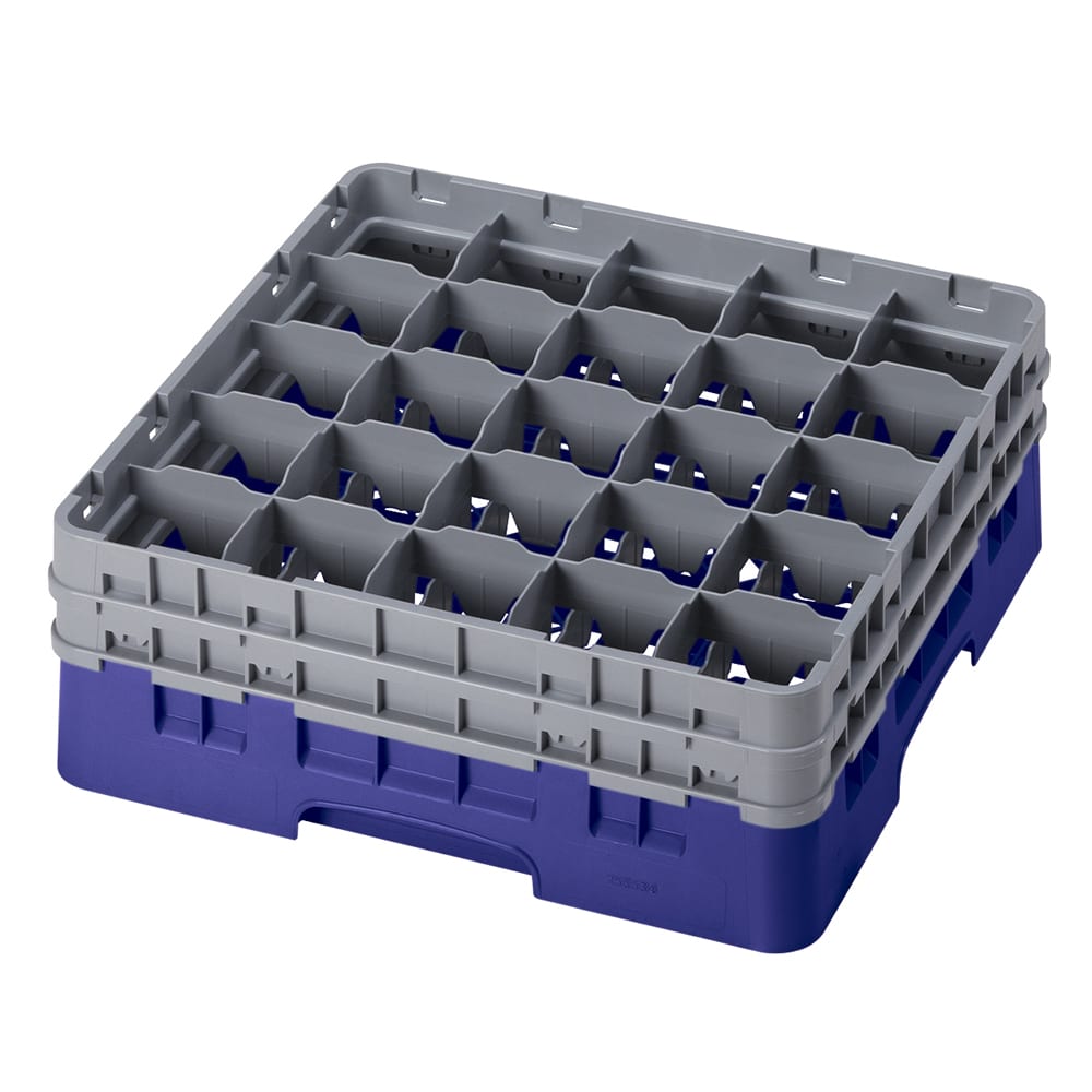 144-25S534186 Camrack® Glass Rack w/ (25) Compartments - (2) Gray Extenders, Navy Blue