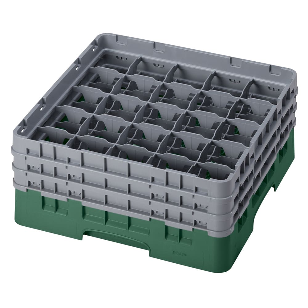 144-25S638119 Camrack® Glass Rack w/ (25) Compartments - (3) Gray Extenders, Sherwood Green
