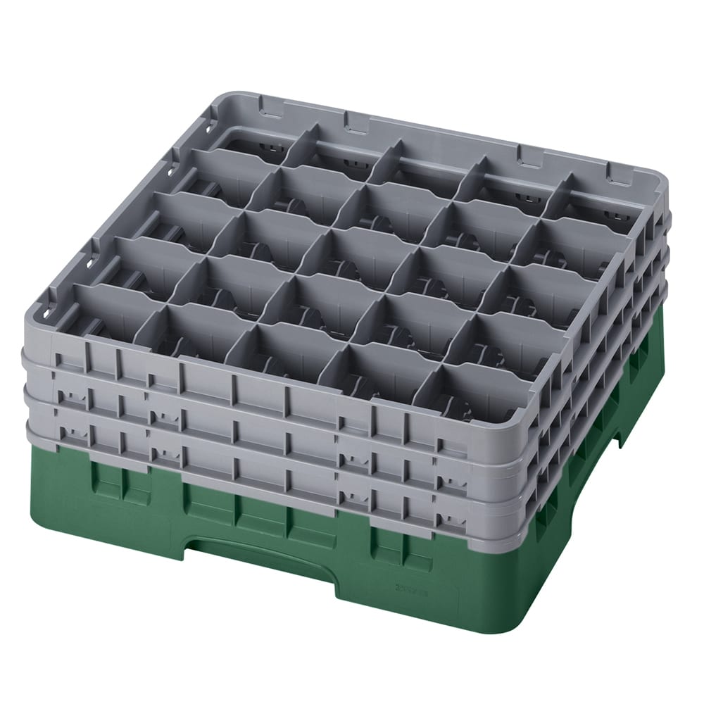 144-25S738119 Camrack® Glass Rack w/ (25) Compartments - (3) Gray Extenders, Sherwood Green