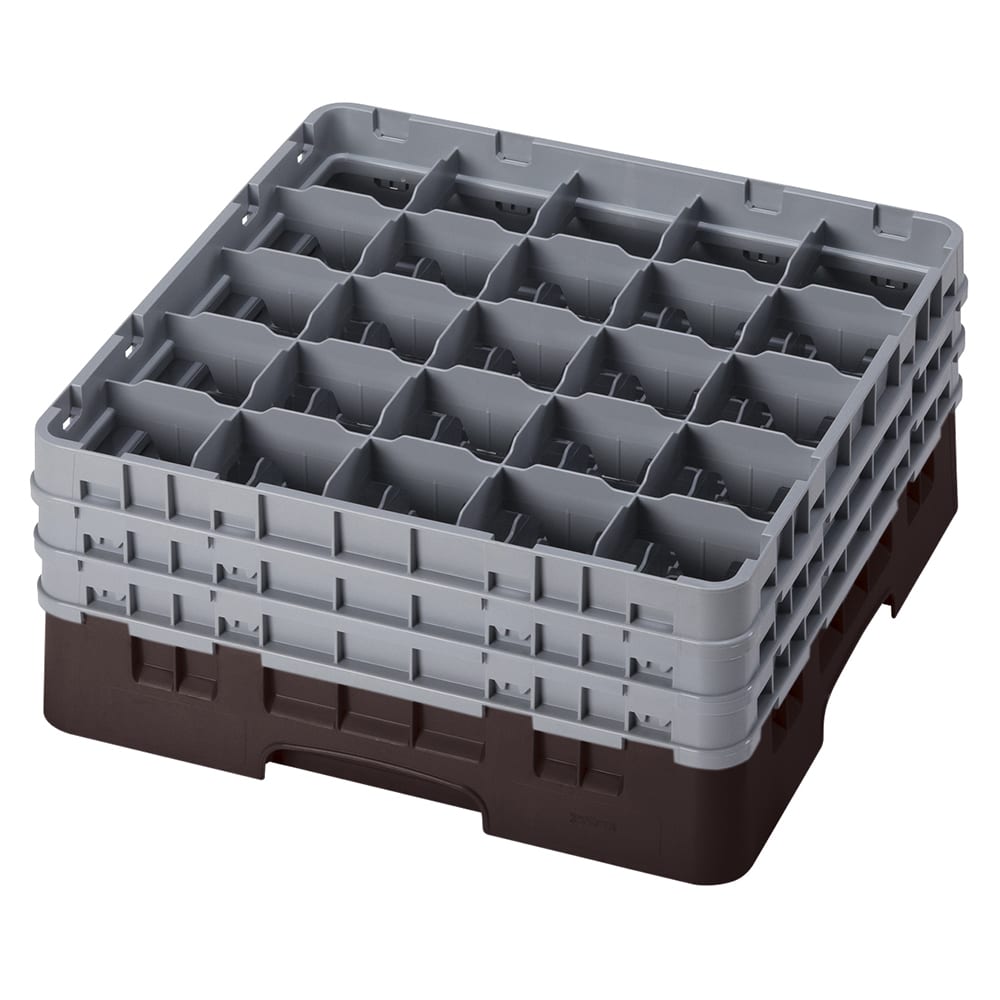 144-25S738167 Camrack® Glass Rack w/ (25) Compartments - (3) Gray Extenders, Brown