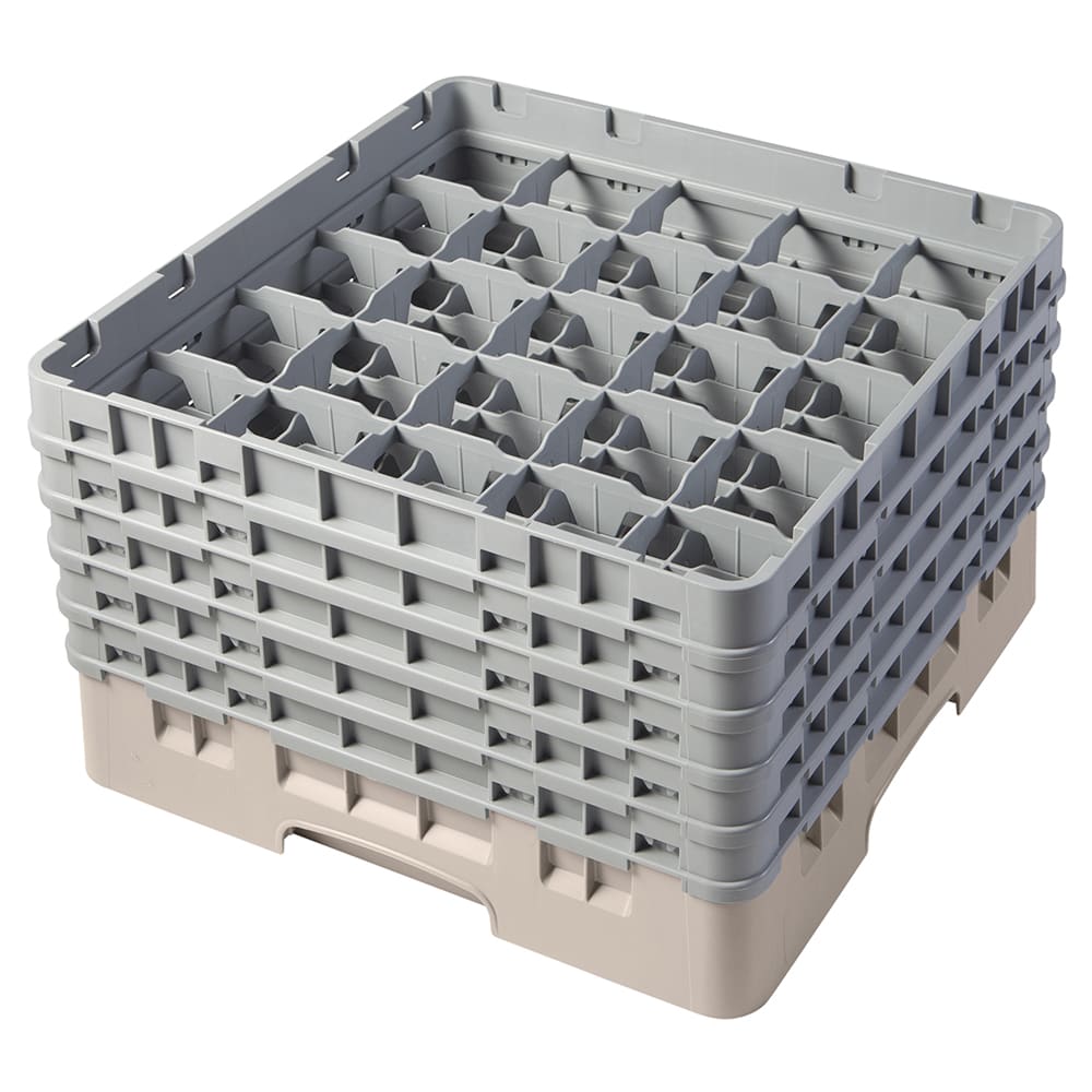 144-25S958184 Camrack® Glass Rack w/ (25) Compartments - (5) Gray Extenders, Beige