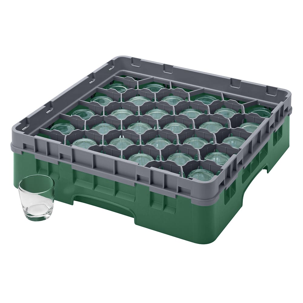 144-30S318119 Camrack® Glass Rack w/ (30) Compartments - (1) Gray Extender, Sherwood Green