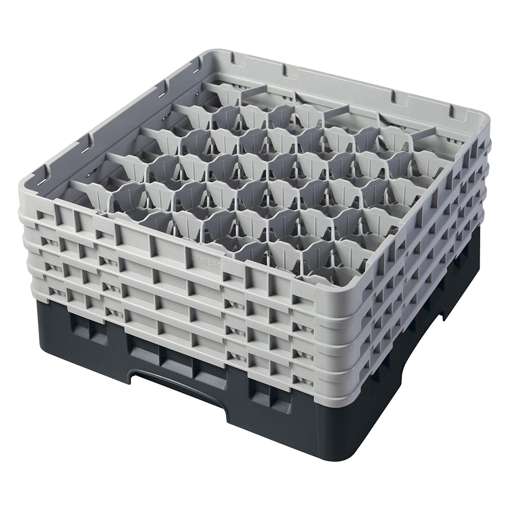 144-30S800110 Camrack® Glass Rack w/ (30) Compartments - (4) Gray Extenders, Black