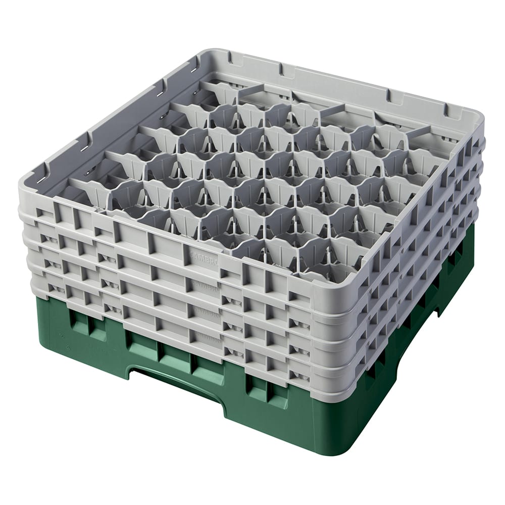 144-30S800119 Camrack® Glass Rack w/ (30) Compartments - (4) Gray Extenders, Sherwood Green