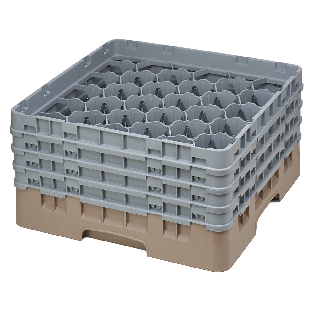 144-30S800184 Camrack® Glass Rack w/ (30) Compartments - (4) Gray Extenders, Beige