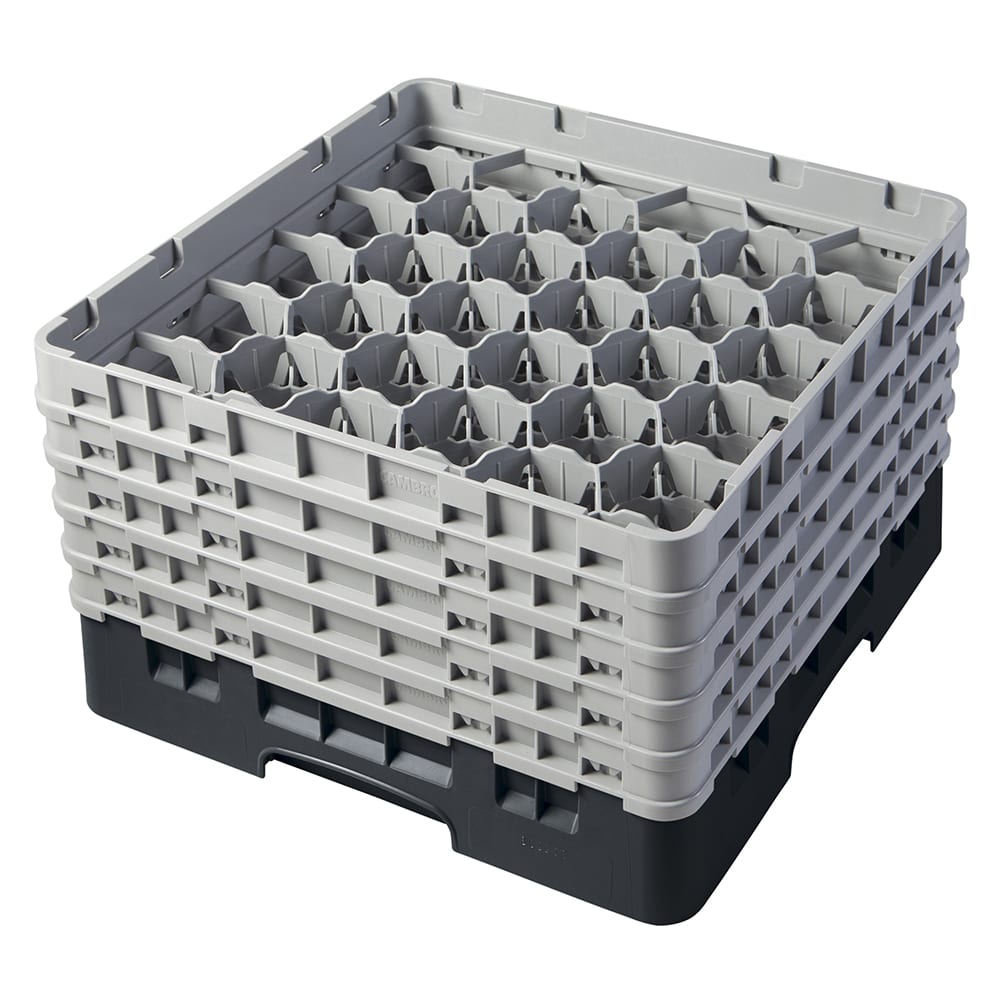 144-30S958110 Camrack® Glass Rack w/ (30) Compartments - (5) Gray Extenders, Black